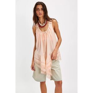 Free People Coretta Tunic Top Racer-back Handkerchief flowy lace L NEW 284811